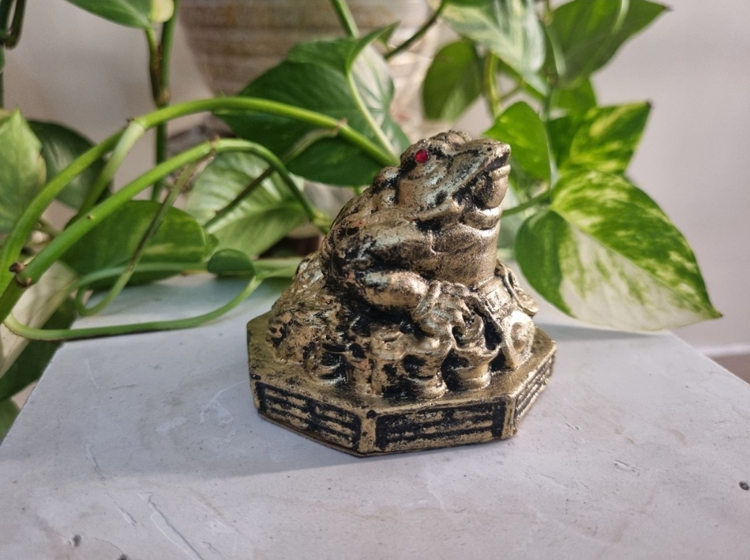 ✨ مجسمه وزغ سه‌پا، نماد جذب ثروت و فراوانی این مجسمه خاص، انرژی پول و برکت را به خانه یا محل کارتان دعوت می‌کند. کافیست آن را روبه‌روی در ورودی یا روی میز کارتان بگذارید تا جریان prosperity جاری شود. 🌿💰